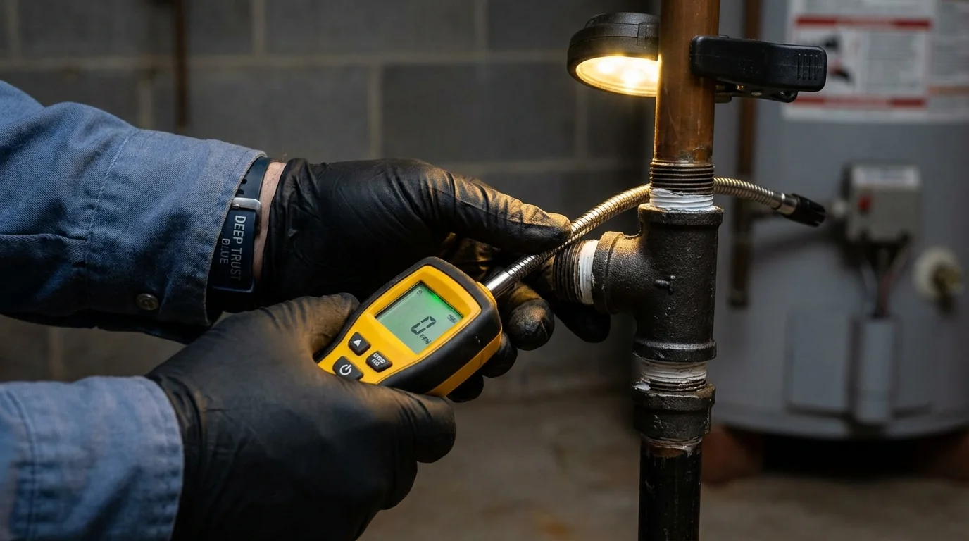 Gas leak detection with electronic sniffer by Johns Plumbing LLC in New Augusta
