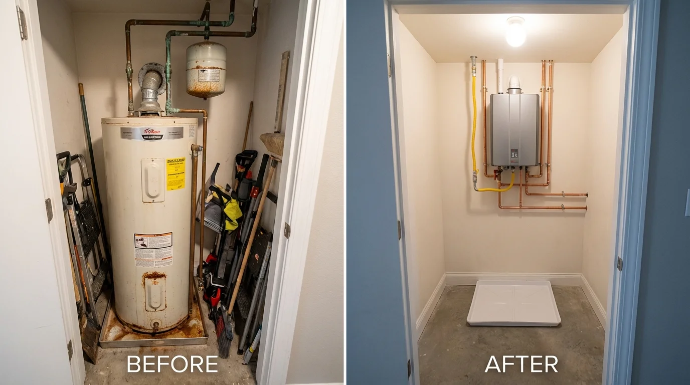 Tank water heater versus wall-mounted tankless unit comparison for New Augusta, MS homeowners